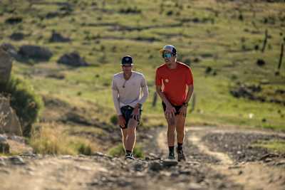 Ryan Sandes and Ryno Griesel are seen during the Navigate Lesotho Project in Lesotho on April 25, 2022.