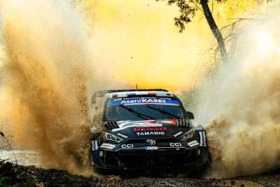 Sébastien Ogier (FRA) Vincent Landais (FRA) Of Toyota Gazoo Racing Wrt are seen performing during the  World Rally Championship Paraguay in Encarnacion, Paraguay on August 30, 2025.