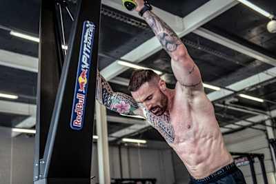 Teilnehmer des Red Bull Pit Race beim Red Bull Hyrox Coaches Camp in Silverstone, Großbritannien, am 6. August 2025. 