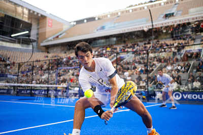 Coki Nieto, de España, compite durante el Greenweez Paris Major, en el estadio Roland-Garros de París, Francia, el 4 de octubre de 2024.