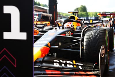 Sprint winner Max Verstappen stops in parc ferme during the Sprint ahead of the F1 Grand Prix of Belgium at Circuit de Spa-Francorchamps on July 29, 2023 in Spa, Belgium. 