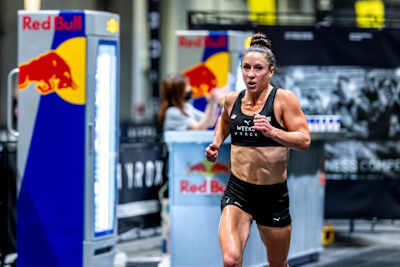 Lauren Weeks competes during the Elite 15 event at the Hyrox Major in Hong Kong, held on November 22, 2024.