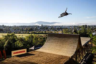 Tim Bringer performs during Slopestyle at Crankworx in Rotorua, New Zealand on March 08, 2025.