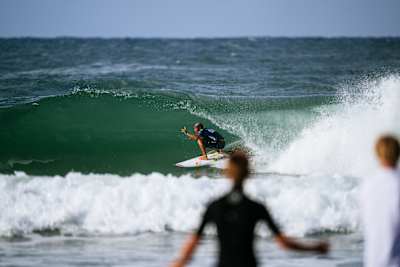 Kanoa Igarashi of Japan surfs in Heat 2 of the Semifinals at the Bonsoy Gold Coast Pro on May 10, 2025 at Burleigh Heads, Queensland, Australia.