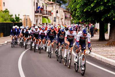 The peloton riders during the stage 7 of the Giro d’Italia from Castel di Sangro to Tagliacozzo, Italy - Friday, May 16, 2025. 