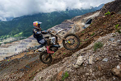 Billy Bolt of Great Britain seen during the Red Bull Erzbergrodeo at the Erzberg in Eisenerz, Austria on June 11, 2023.