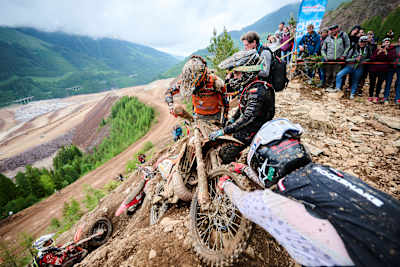 Participants seen during the Red Bull Erzbergrodeo in Eisenerz, Austria on June 11, 2023.