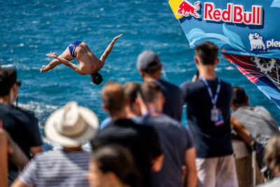 Jonathan Paredes of Mexico performs a dramatic 27-metre dive at the Red Bull Cliff Diving World Series 2025 in Polignano a Mare, Italy, capturing the spirit of adrenaline-fuelled adventure