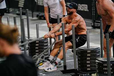 Alexander Roncevic performs at the Hyrox World Championship in Nice, France, on 7th June 2024.
