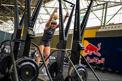 Megan Jacoby seen during the Elite 15 at the Hyrox Major in Amsterdam, Netherlands on October 10, 2024.