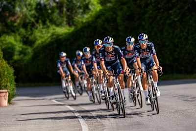 The Red Bull BORA - hansgrohe cycling team powers through Salzburg, Austria on a dynamic 2024 training ride, showcasing cutting-edge teamwork and speed