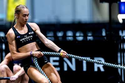 Joanna Wietrzyk seen during the Elite 15 at the Hyrox Major in Hong Kong on November 22, 2024.