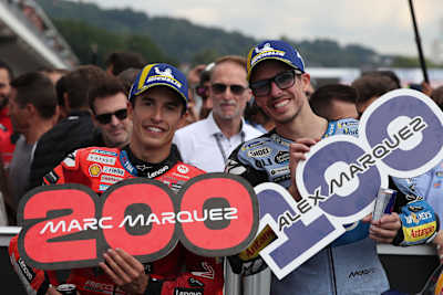 Marc and Alex Marquez steal the spotlight in front of the Sachsenring fans as they celebrate their 200th and 100th MotoGP starts respectively