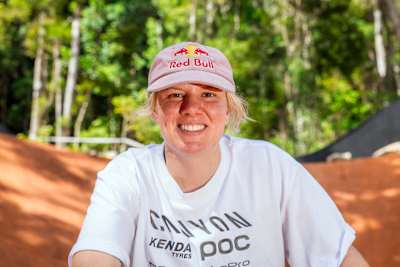 Harriet Burbidge-Smith represents Red Bull at Crankworx in Cairns, Australia, on May 23, 2024, embodying the spirit of adventure and elite mountain biking