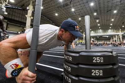 Noah Ohlsen competes at the Hyrox World Championship in Chicago, Illinois, USA on June 15, 2025.