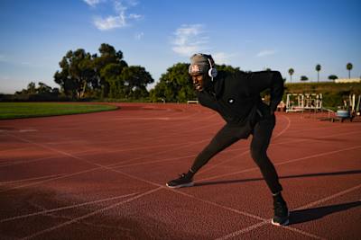 Will Claye, 15 Ekim 2020'de ABD'nin Kaliforniya eyaletine bağlı Chula Vista kentindeki olimpiyat antrenman merkezinde antrenman yapıyor.