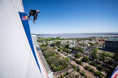 Sandro Dias seen during the Red Bull Building Drop in Porto Alegre, Brazil on September 25, 2025.