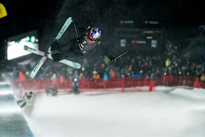 Kelly Sildaru competes during Women’s Ski Halfpipe at the Toyota US Grand Prix in Mammoth Mountain, California, USA on 06 January 2022. 