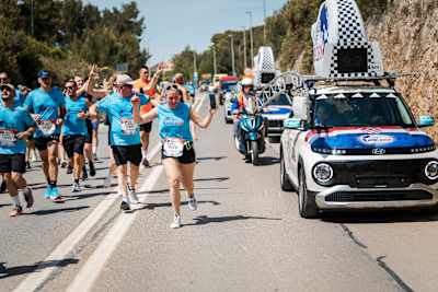 Participants perform during the Wings for Life World Run Flagship Run in Zadar, Croatia, on May 05, 2025. 