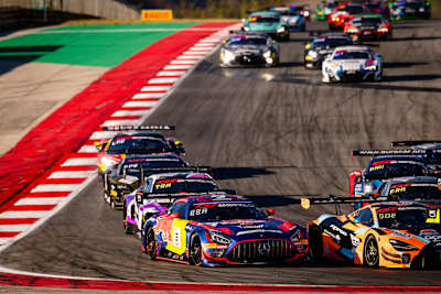 Max Verstappen drives at the GT World Challenge Europe Season Finale in Portimão, Portugal.