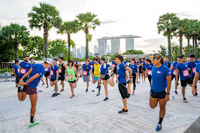 Teilnehmer:innen vor dem Start der sechsten Ausgabe des Wings for Life World Run - App Run in Singapur am 5. Mai 2019.