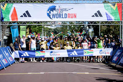 Participants during the Wings for Life World Run in Cape Town, South Africa on May 4, 2025.   