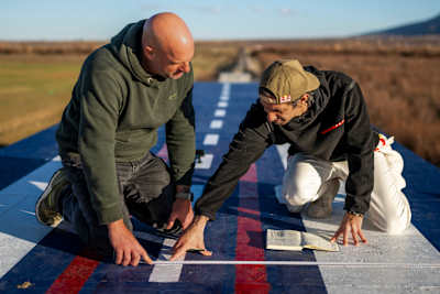 Dario Costa and Tobias Odevald collaborate on strategies for Red Bull Train Landing in Afyonkarahisar, Turkey, shot in February 2026. 