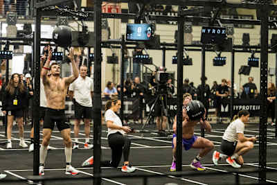 Tim Wenisch and Hunter McIntyre compete in Men’s Elite 15 at the Hyrox World Championship in Chicago, USA on June 12, 2025.