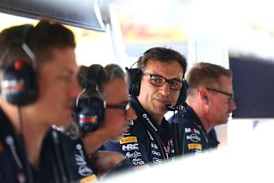 Pierré Wache, Technical Director of Oracle Red Bull Racing on the pit wall during qualifying ahead of the F1 Grand Prix of Italy at Autodromo Nazionale Monza in September 2025. 