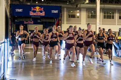 Women's Elite 15 athletes running at the HYROX World Championship Chicago 2025
