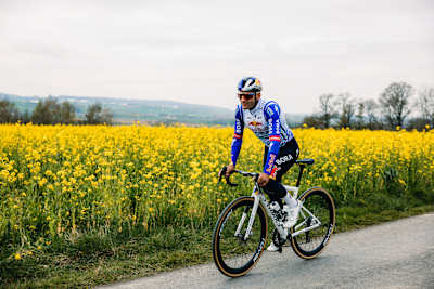 Red Bull – BORA – hansgrohe rider Gianni Vermeersch powers through fields in Flanders, Belgium, during his 2026 training ride ahead of the iconic Ronde van Vlaanderen