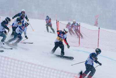 Amidst snowy action in Åre, Sweden, Max Holmlund races to a thrilling win at the Red Bull Homerun 2026, outpacing skiers and snowboarders in this high-energy event