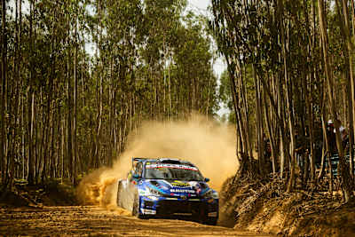 Roope Korhonen in WRC2 action at Vodafone Rally de Portugal
