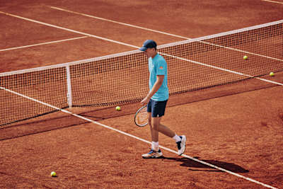 Justin Engel is pictured in action on the clay courts of Oberhachin Tennisbase, Munich. 