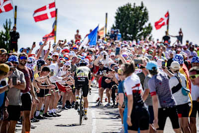 Wout van Aert coming up the mythical Mont Ventoux on stage 16 from Montpellier to Mont Ventoux, a stage over 172km at the 112th Tour de France on July 22, 2025.