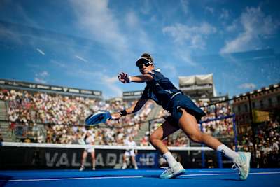 Bea González takes a swing during the finals of the Premier Padel P2 Valladolid, Spain on June 28, 2026