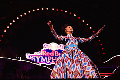 Lebohang Masango delivers a stunning performance at Red Bull Symphonic, held at Montecasino, Johannesburg, showcasing creativity and vibrant South African flair in June 2026