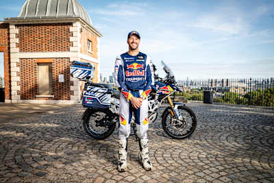 Sam Sunderland poses for a portrait during Around the World Record Attempt photoshoot at The Royal Observatory Greenwich, London, United Kingdom on August 10, 2026.