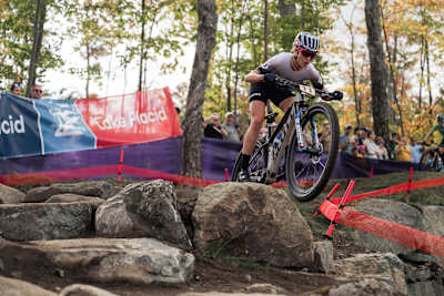 Kate Courtney performs at UCI XCO World Cup in Lake Placid, USA on September 29, 2024.