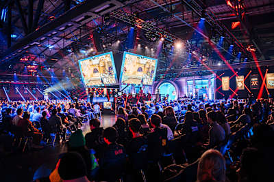 An enthusiastic audience watches intense VALORANT action at Red Bull Home Ground 2024 in Berlin, Germany, on November 23, 2024.
