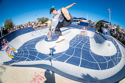 Tom Schaar launches above the bowl during Red Bull Bowl Rippers 2026 in Marseille, France.