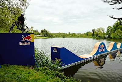Kriss Kyle surveys the craziest bike obstacle course project at Eastnor Castle, United Kingdom in May 2026.