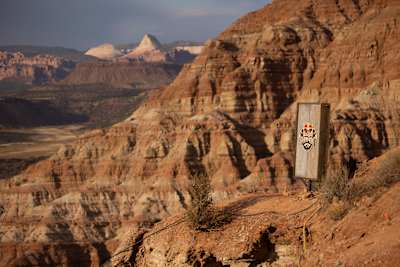 An aerial view of the venue for Red Bull Rampage in Virgin, Utah, taken in 2024