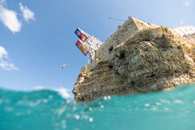 Gary Hunt of France dives from the 27-metre platform during the Red Bull Cliff Diving World Series in Polignano a Mare, Italy, on 26 September 2026