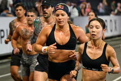 Laura Horváth and Kristof Horváth of Hungary compete for Red Bull during the Double Mix races at the 2026 HYROX World Championship in Stockholm, Sweden.