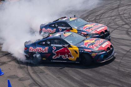 The Red Bull Driftbrothers perform at BMW MFest at Kyalami Raceway, Johannesburg, South Africa on October 15, 2022. 