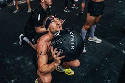 Jake Dearden performs at the Hyrox World Championship in Nice, France, on June 9, 2024. 
