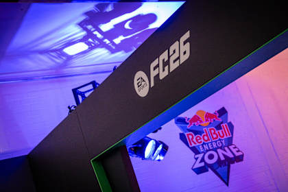 The Red Bull Energy Zone set up for the EA SPORTS FC 26 Launch Event in London on September 17, 2025.