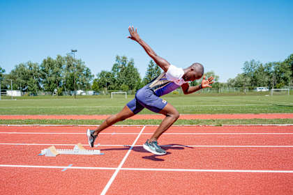 Letsile Tebogo trains at the track in Salzburg, Austria..