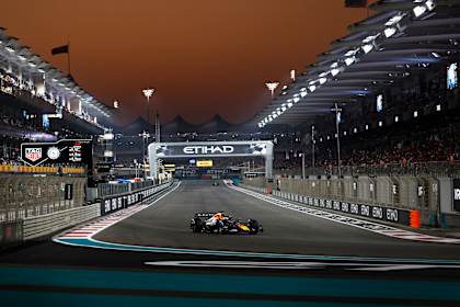 Max Verstappen driving the Oracle Red Bull Racing RB21 on track during the F1 Grand Prix of Abu Dhabi at Yas Marina Circuit on December 07, 2025. 